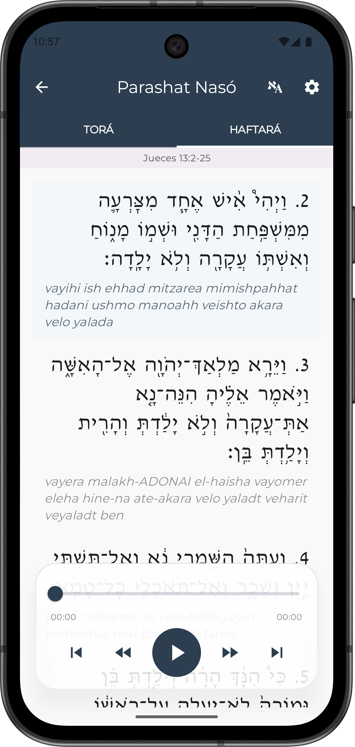 App Kol Tanaj - Configuración de Nusaj y Lectura